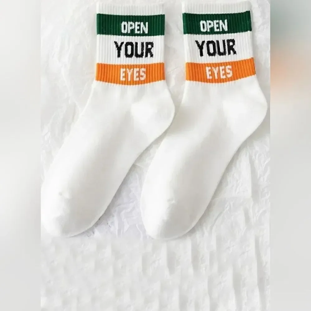 High Fashion Letter Printed Socks Women's 5 count